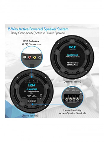 2-Way Outdoor Audio Stereo Marine Speakers PLMRBT65B Black