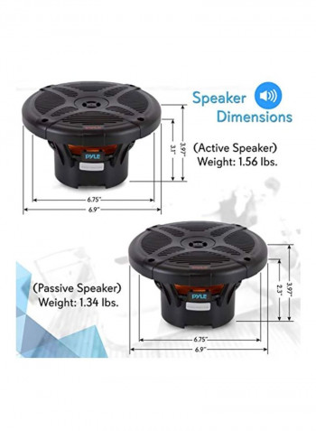 2-Way Outdoor Audio Stereo Marine Speakers PLMRBT65B Black