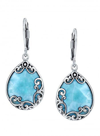 925 Sterling Silver Gemstone Studded Teardrop Earrings