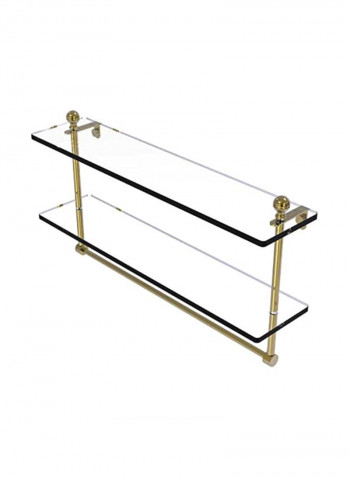 Mambo Collection Wall Mounted Towel Bar Wood Shelf Clear/Gold 22x5inch