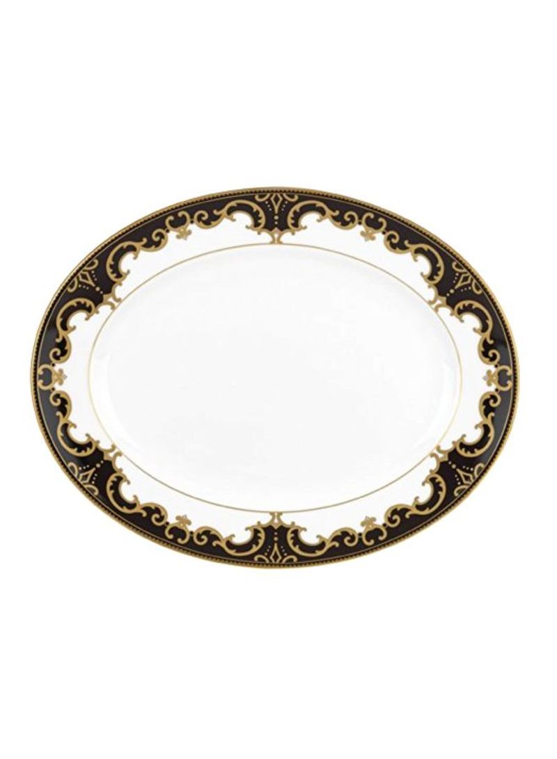 Bone China Marchesa Couture Night Oval Platter White/Black/Gold 13inch