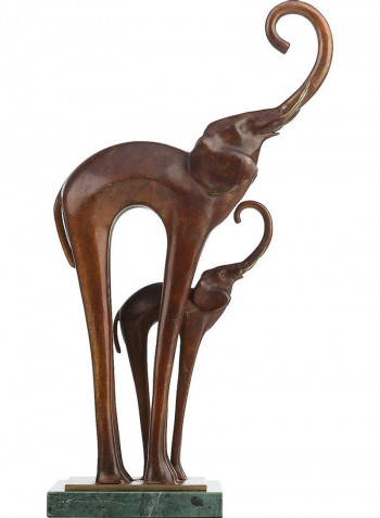 Elephant Family Sculpture Brown