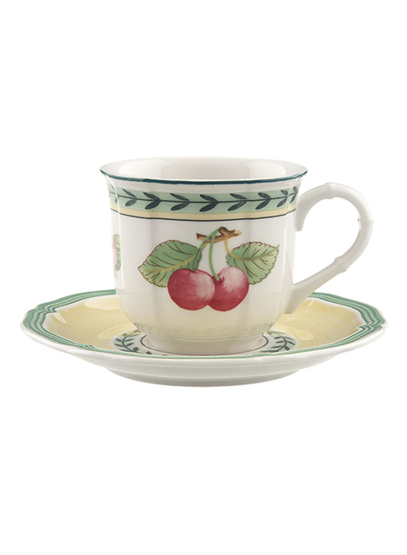 12-Piece French Garden Fleurence Espresso Cup And Saucer Set White/Green/Red