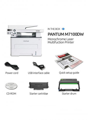 Monochrome Laser Printer With Copier/Scanner/Wireless Function 16.34x14.37x13.78inch White