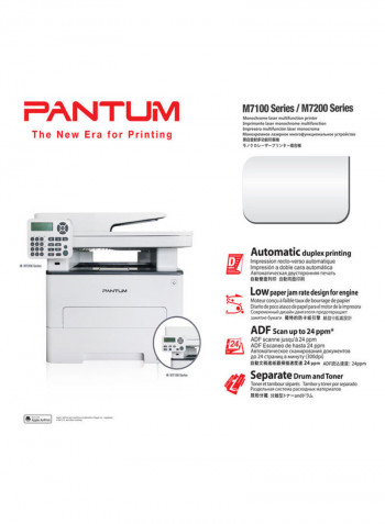 Monochrome Laser Printer With Copier/Scanner/Wireless Function 16.34x14.37x13.78inch White