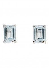 18 Karat White Gold Aquamarine Rectangular Earrings