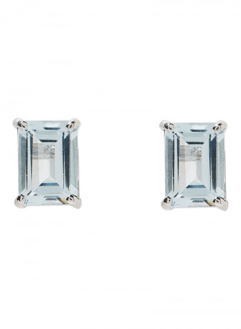 18 Karat White Gold Aquamarine Rectangular Earrings