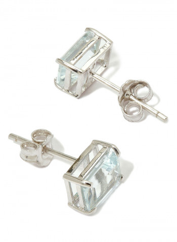 18 Karat White Gold Aquamarine Rectangular Earrings