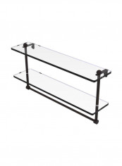 Two Tiered Towel Bar Glass Shelf Clear/Black 22inch