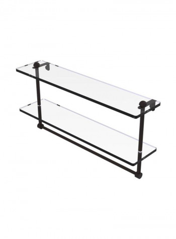 Two Tiered Towel Bar Glass Shelf Clear/Black 22inch