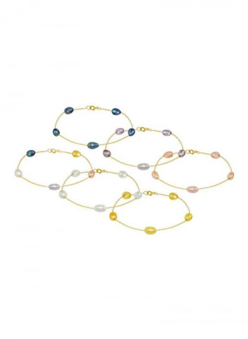 6-Piece 10 Karat Gold Pearl Bracelet