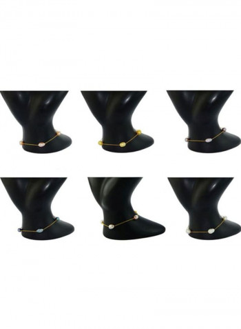 6-Piece 10 Karat Gold Pearl Bracelet