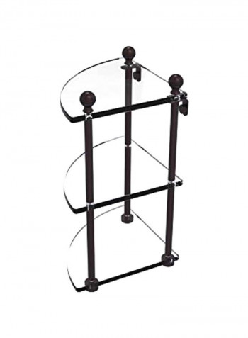 Mambo Collection 3 Tiered Corner Glass Shelf Clear/Black