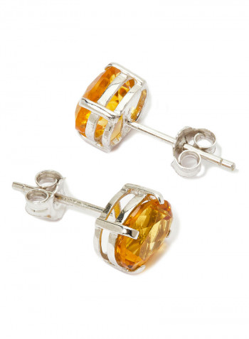 18 Karat Gold Citrine Oval Earrings