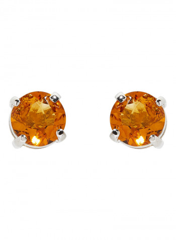 18 Karat Gold Citrine Round Earrings