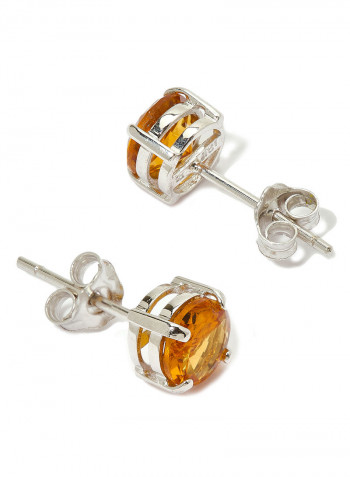 18 Karat Gold Citrine Round Earrings