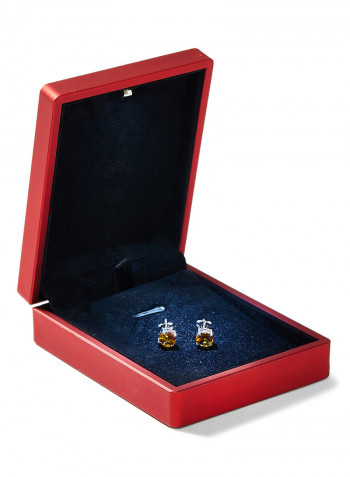 18 Karat Gold Citrine Round Earrings