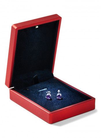 18 Karat White Gold Amethyst Round Earrings