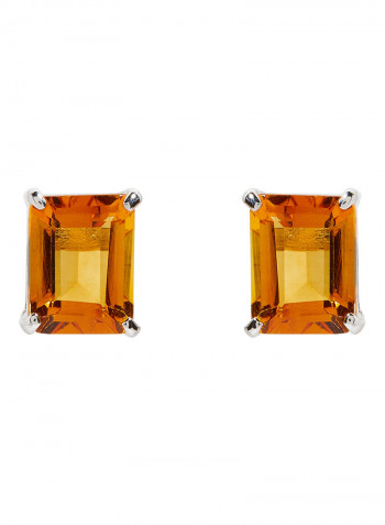 18 Karat White Gold Citrine Rectangular Earrings