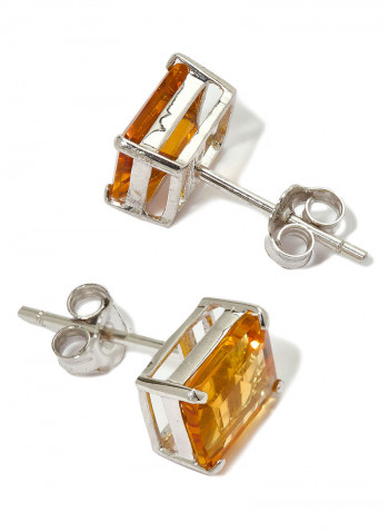 18 Karat White Gold Citrine Rectangular Earrings