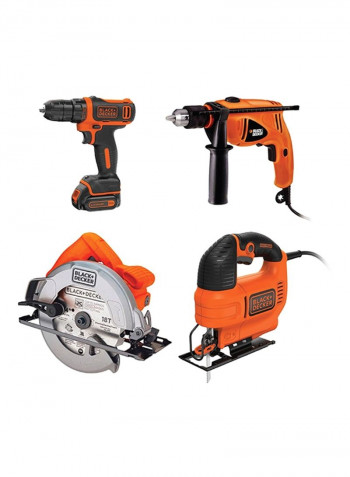 4-Piece Power Tools Set Orange/Black