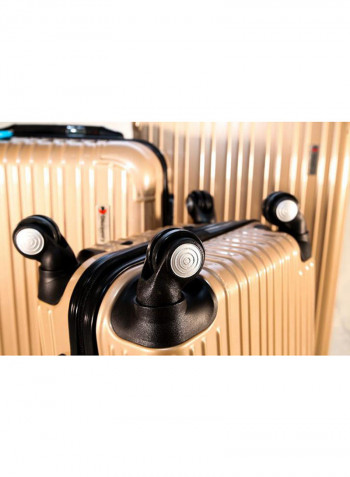 3-Piece Arabic Style Trolley Luggage Set With Scale And Tracker Gold