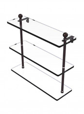 Mambo Collection Triple Tiered Glass Shelf Clear/Brown 16inch