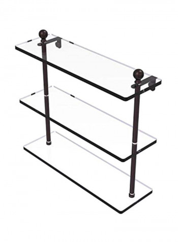 Mambo Collection Triple Tiered Glass Shelf Clear/Brown 16inch