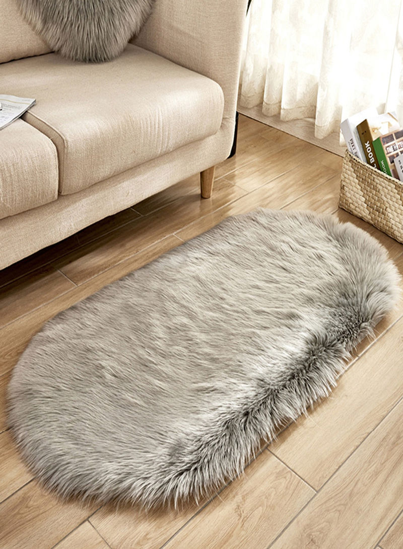Fluffy Design Solid Color Comfortable Area Rug Grey 190x190centimeter