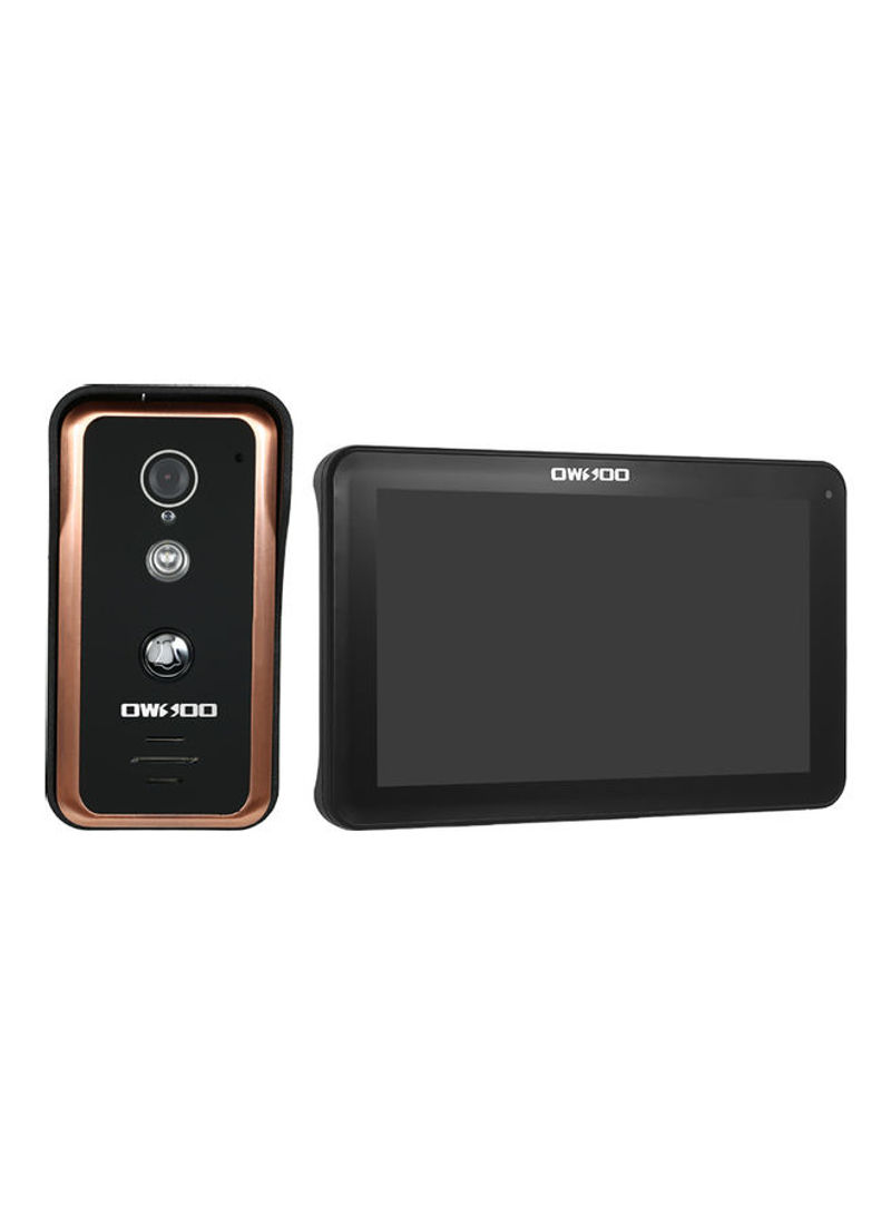 Doorbell Intercom System With Monitoring Camera Black/Brown