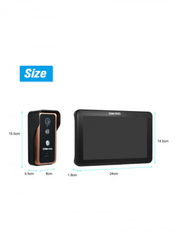 Doorbell Intercom System With Monitoring Camera Black/Brown