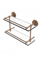 2-Tier Wall Mounted Glass Shelf Gold/Clear 16x5x8inch