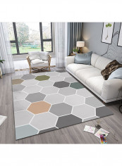 Geometry Hexagon Pattern Living Room Carpet Grey 160x230centimeter