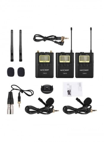 Professional Wireless Video Recording Lavalier Lapel Microphone Mic CM-10 Black