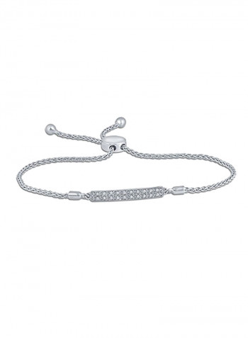 White Diamond Studded Sterling Silver Bracelet