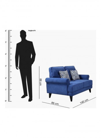Ibiza 2-Seater Sofa With 2-Cushions Blue 86x140cm