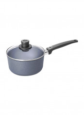 Non-stick Scratch Resistant Cast Aluminium Saucepan With Lid Blue/Black 6Quart