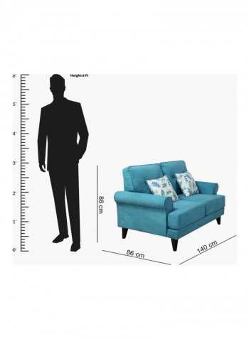 Ibiza 2-Seater Sofa With 2-Cushions Blue 86x140cm