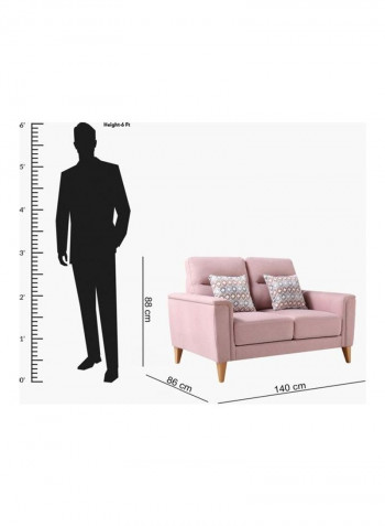 Lima 2-Seater Sofa With 2-Cushions Pink 86x140cm