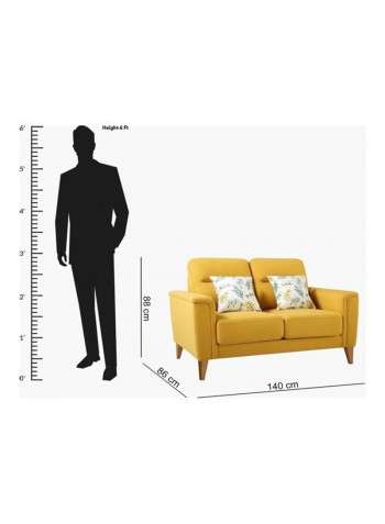 Lima 2-Seater Sofa With 2-Cushions Yellow 86x140cm