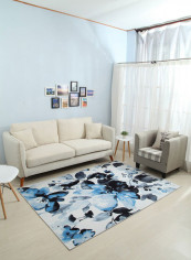 Floral Pattern Multi-Functional Non-Slip Living Room Carpet Blue/Black/White 160x230centimeter