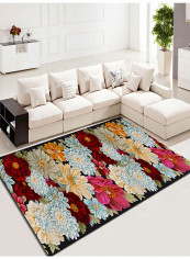 Flower Pattern Washable Floor Carpet Multicolour 160x230centimeter