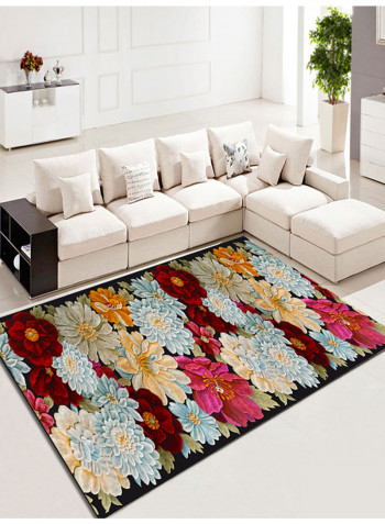 Flower Pattern Washable Floor Carpet Multicolour 160x230centimeter
