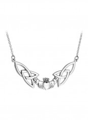 925 Sterling Silver Irish Knot Shaped Pendant Necklace