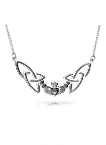 925 Sterling Silver Irish Knot Shaped Pendant Necklace