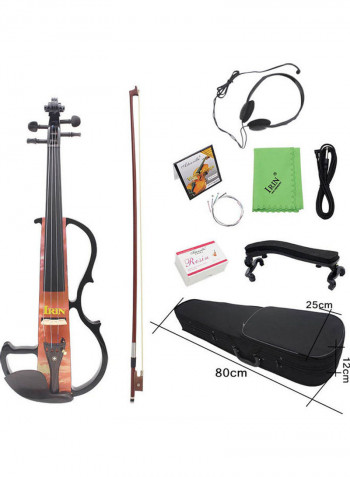 Wood Electric Violin with Connecting Cable and Earphone Case