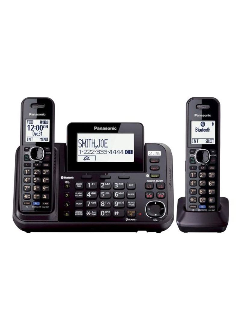 2-Line Cordless Phone System With 2 Handset Black