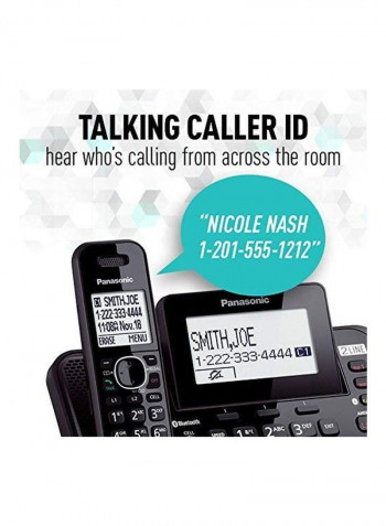 2-Line Cordless Phone System With 2 Handset Black