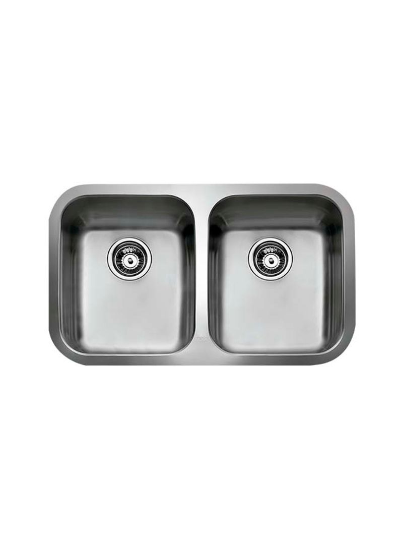 Be 2B 780 Undermount Stainless Steel Two Bowls Sink Silver 780x464x180mmmm