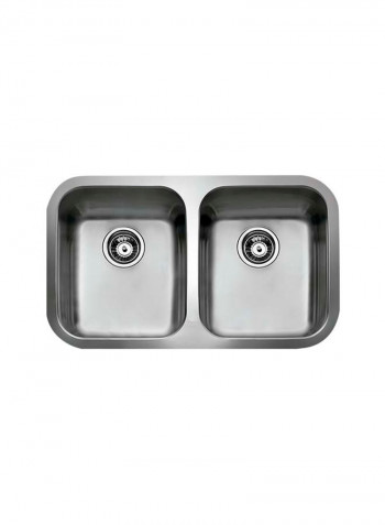 Be 2B 780 Undermount Stainless Steel Two Bowls Sink Silver 780x464x180mmmm